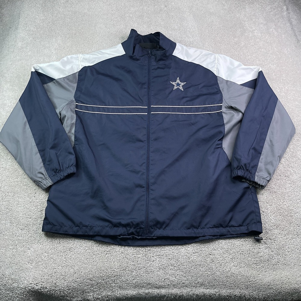 Dallas Cowboys Jacket Mens XXL Navy Blue Dunbrooke NFL Windbreaker Full Zip